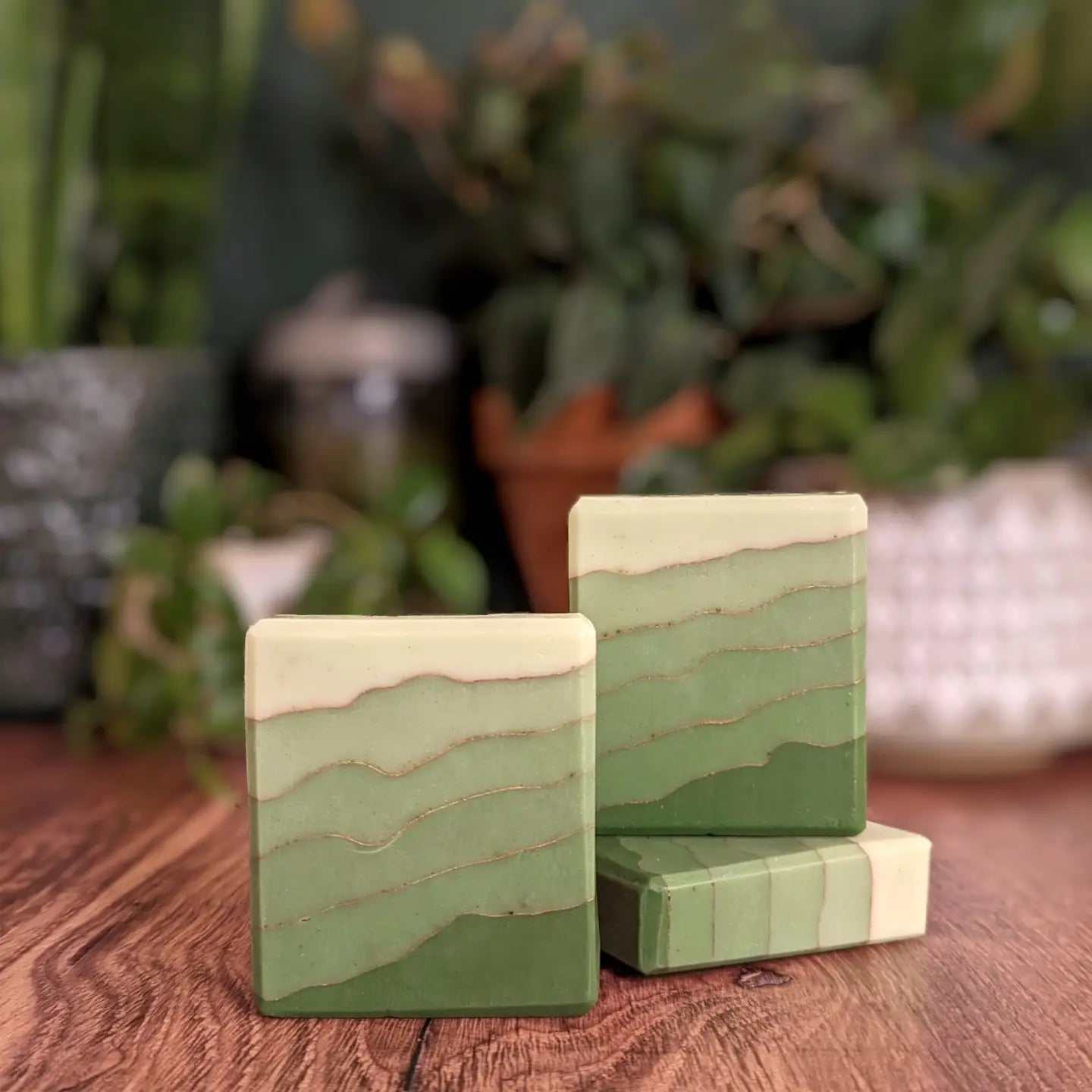 green with waves Goat milk soap