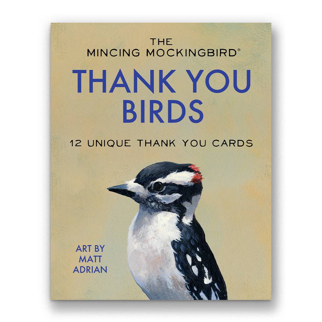 Thank You #3 boxed bird greeting card set by Matt Adrian of The Mincing Mockingbird, set of 12