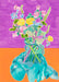 floral card in vase blank greeting card