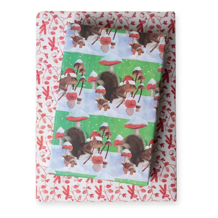 Holiday squirrel double sided wrapping paper