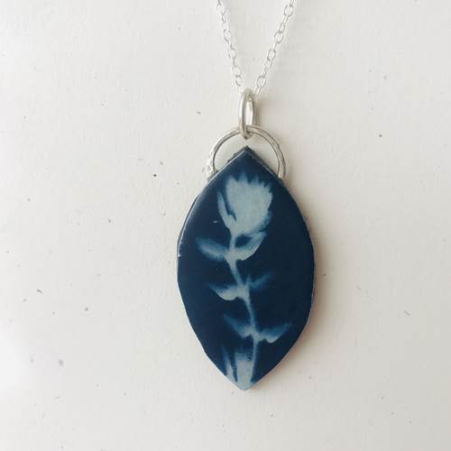 Broad Leaf Botanical Cyanotype Necklace