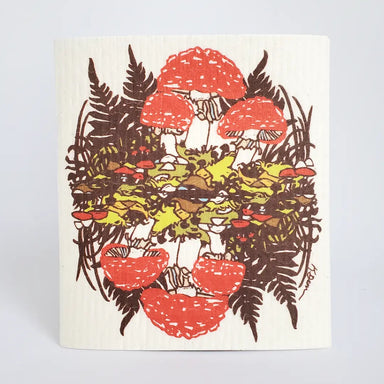 Durable Little Green Swedish Dishcloths featuring original block print artwork by Katie Dean, perfect for replacing paper towels and sponges.