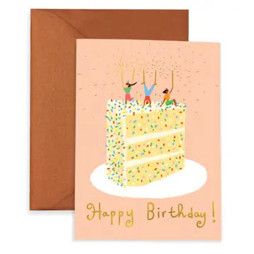 Happy Birthday cake yoga greeting card