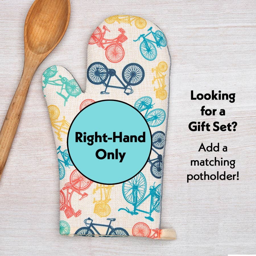 Bicycle Oven Mitt - Unique Kitchen Accessory with Heat Resistant Backing & Fun Design