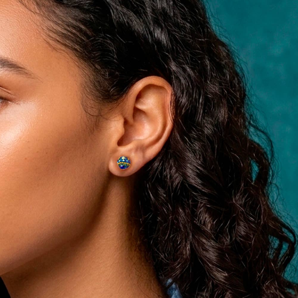 Stylish KE-8265 18K Gold Plate Crystal Color Dot Earrings, perfect for adding a playful touch to your outfit and making your ears look fabulous like a jeweled disco ball!