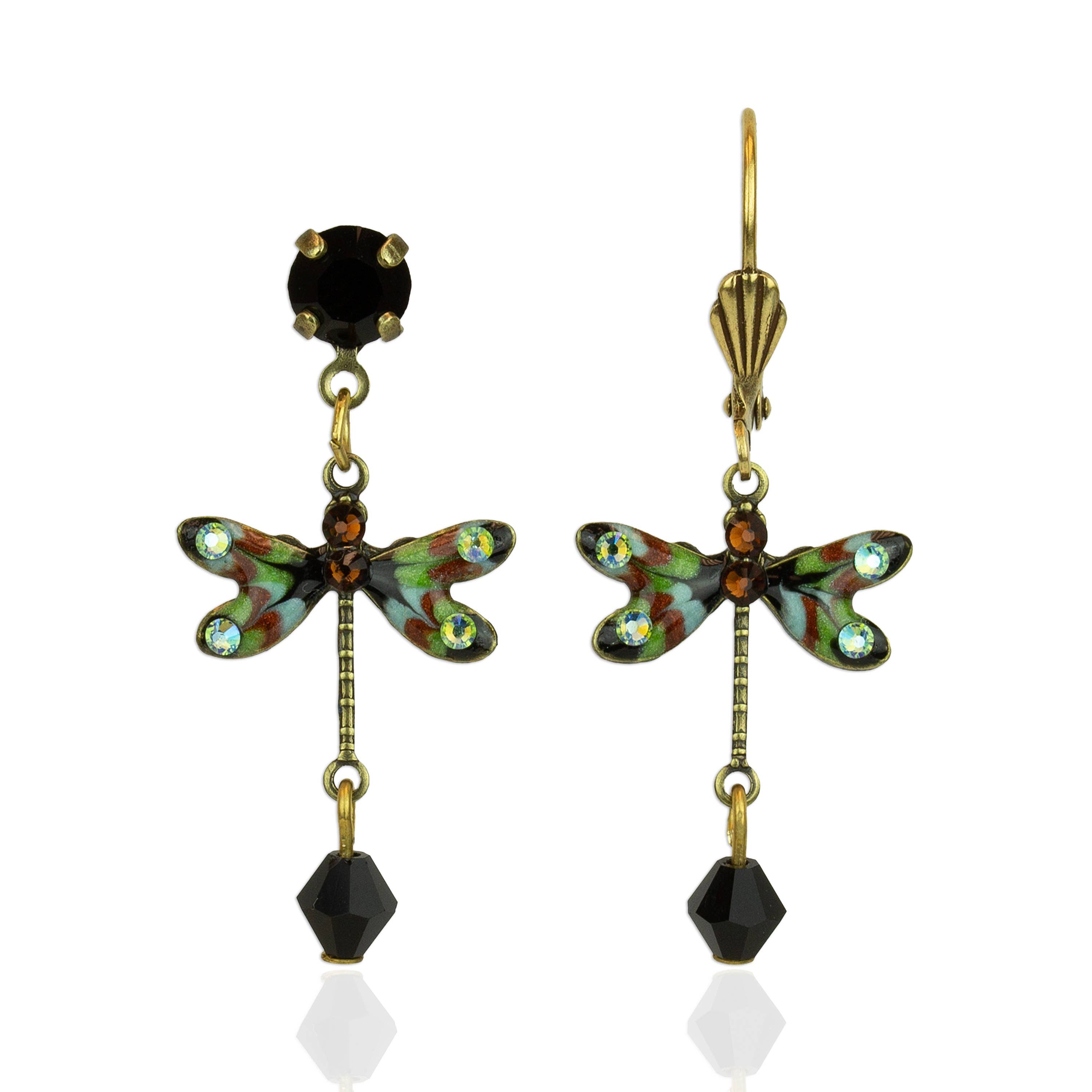 Dragonfly-shaped earrings with gemstones