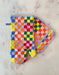 rainbow checkered oven mit and pot holder set