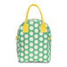 green and white polk a dot lunchbag