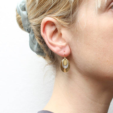 Layered Dished Ovals Wire Earrings by Marjorie Baer, handcrafted jewelry made in California