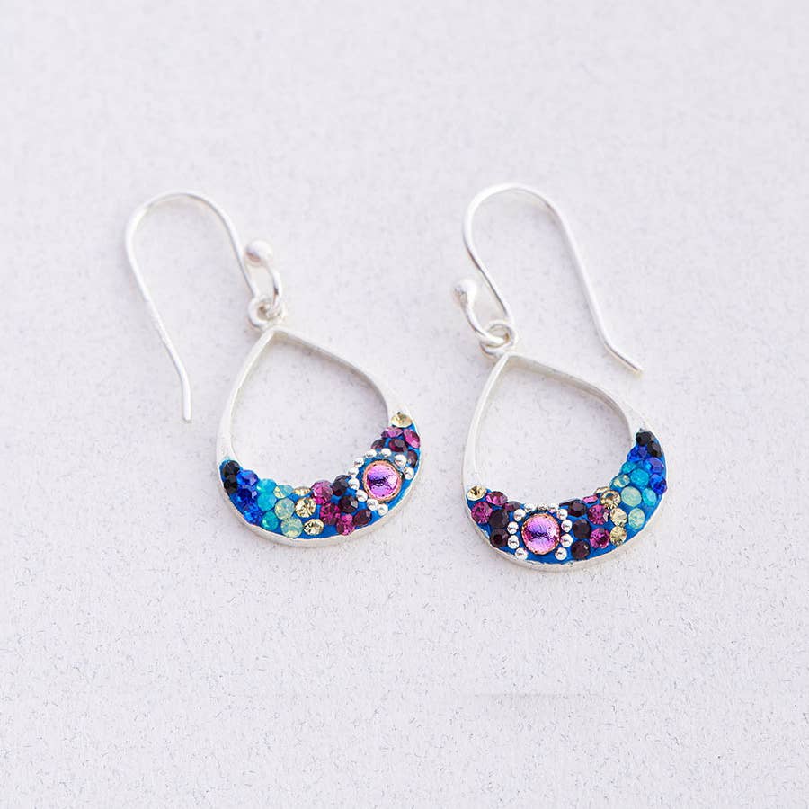 Round Moon Drop Earrings showcasing celestial charm and elegance, perfect for dreamers and stargazers.
