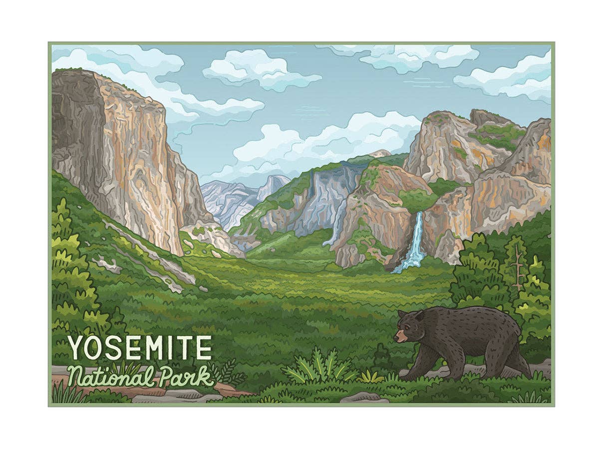 Yosemite national park 1000 piece puzzle with bear and rock formation