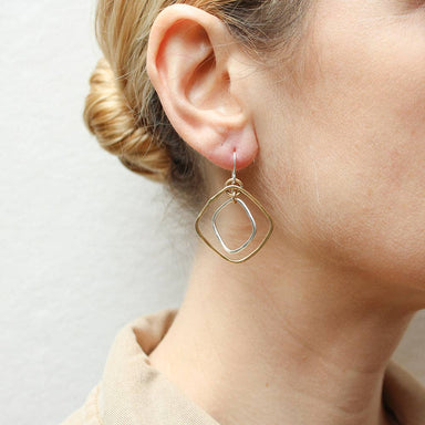 Nesting Square Rings Wire Earrings by Marjorie Baer, handcrafted jewelry made in California