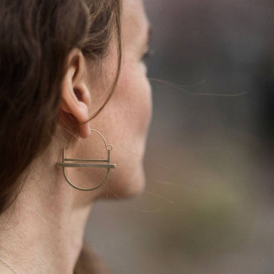 double brass bar hoop earrings