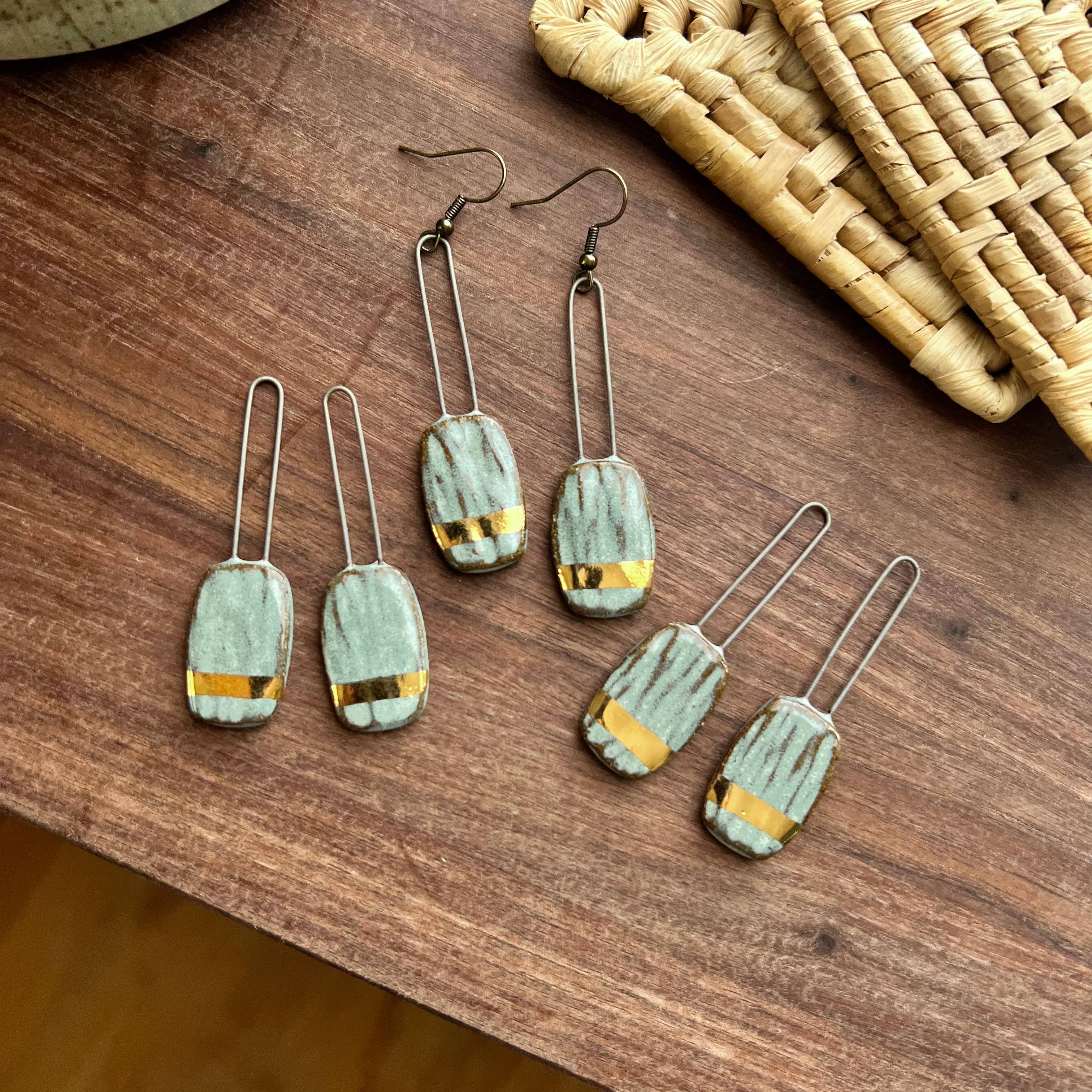 Turquoise Dropped Textured Ceramic Earrings