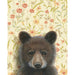 Original signed and framed art print featuring a bear cub portrait over a soft yellow floral background.