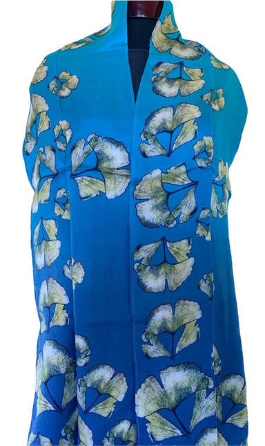 Gingko Garden silk scarf by Nina J, limited-edition wearable art inspired by nature