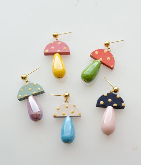 acrylic mushroom drop earrings
