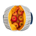 Striped lunch bag with apples inside 