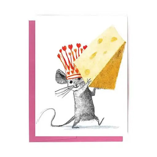 Mouse holding cheese blank Greeting Card