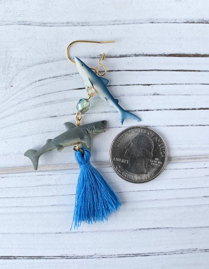 shark tassel earrings