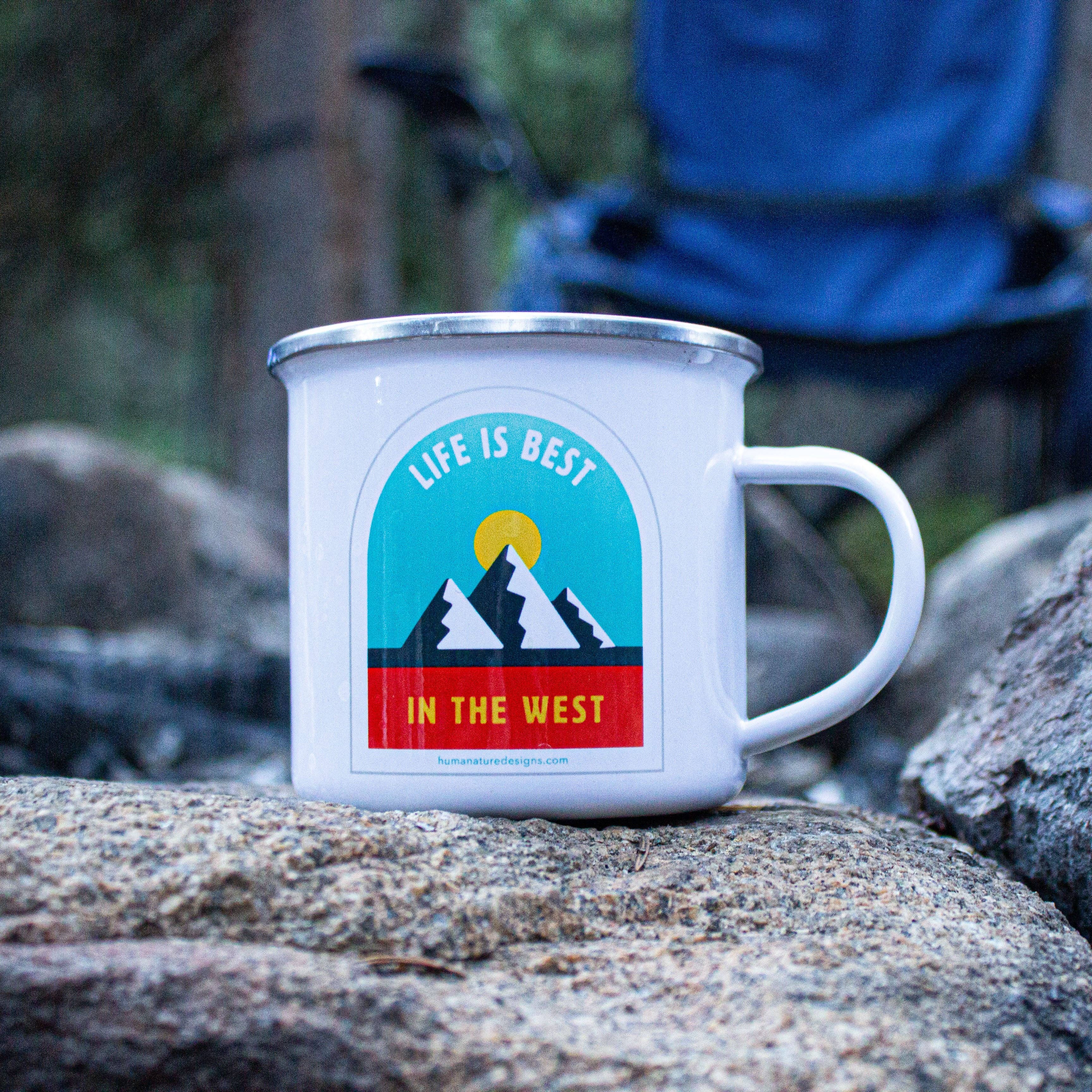 Life is the best in the west enamel coffee mug 