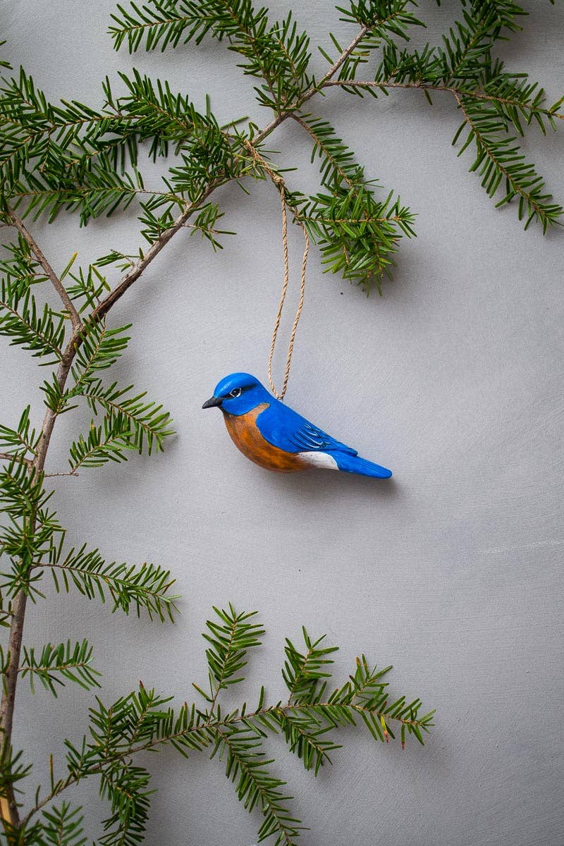 blue bird wood ornament