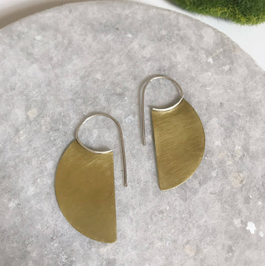 brass with silver hoop earrings