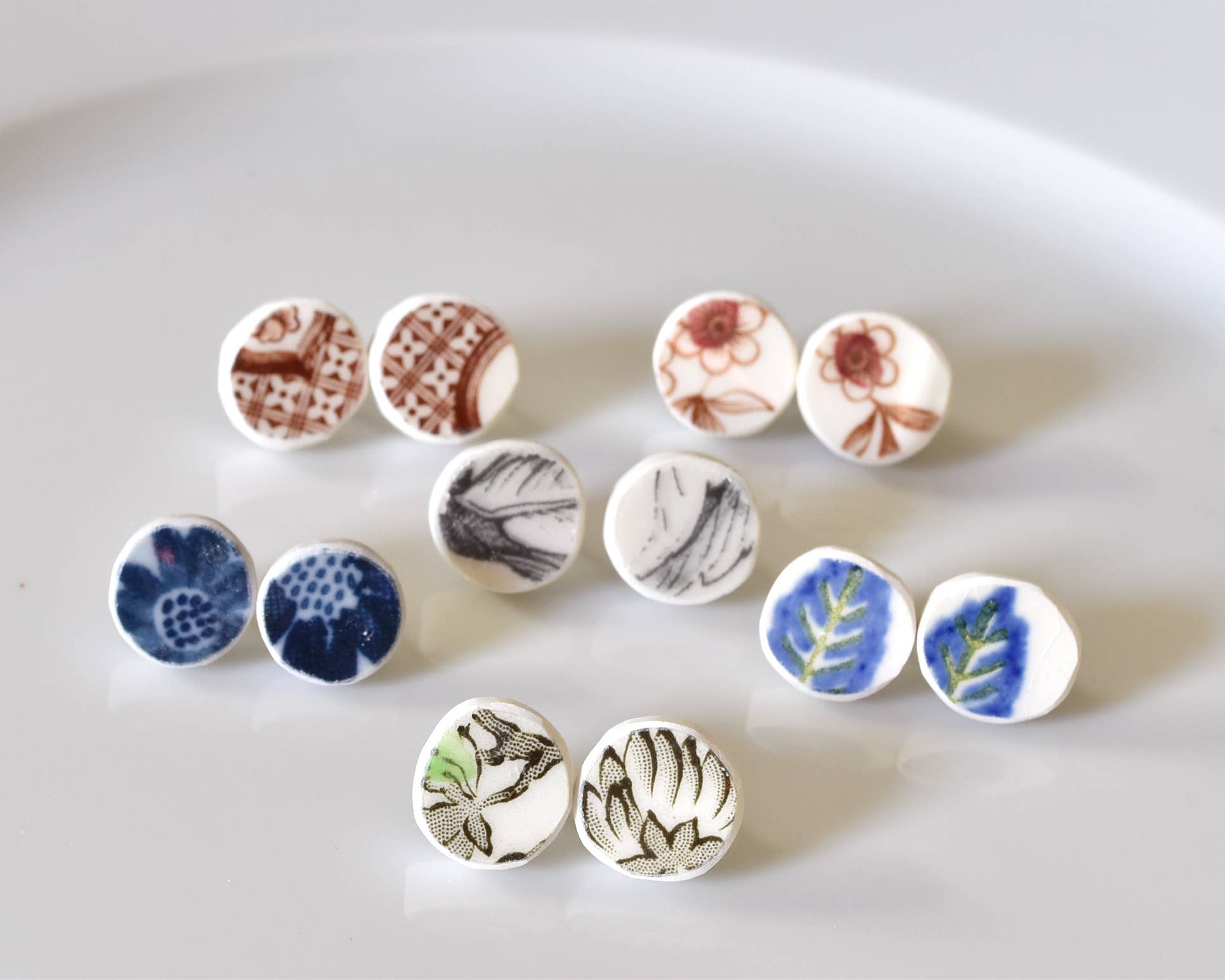 Broken Plate Stud Earring  