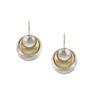Tiered and Layered Dished Discs Wire Earrings by Marjorie Baer, handcrafted jewelry made in California