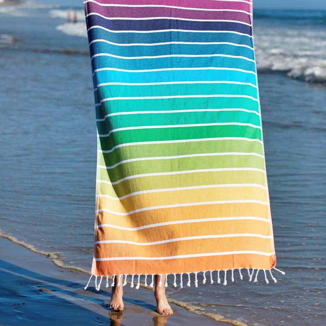 Neapolitan Turkish Towel lounging by the pool like it owns the place, ready to absorb all the sun and compliments.