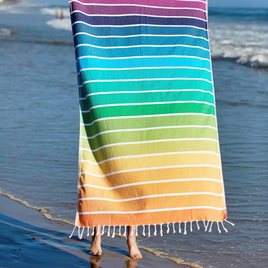 Neapolitan Turkish Towel lounging by the pool like it owns the place, ready to absorb all the sun and compliments.