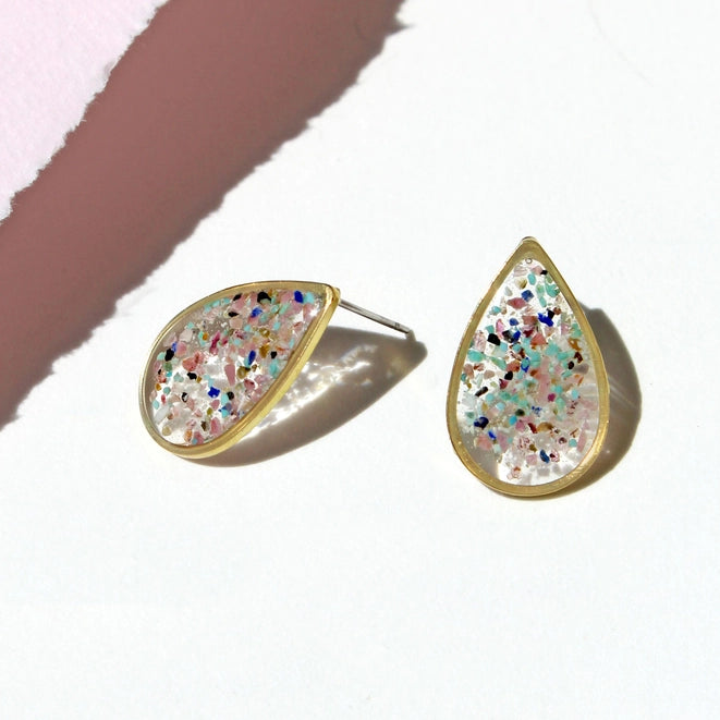 gemstone confetti teardrop earring