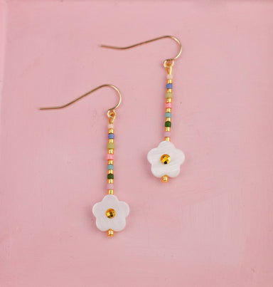 beaded flower drop earrings
