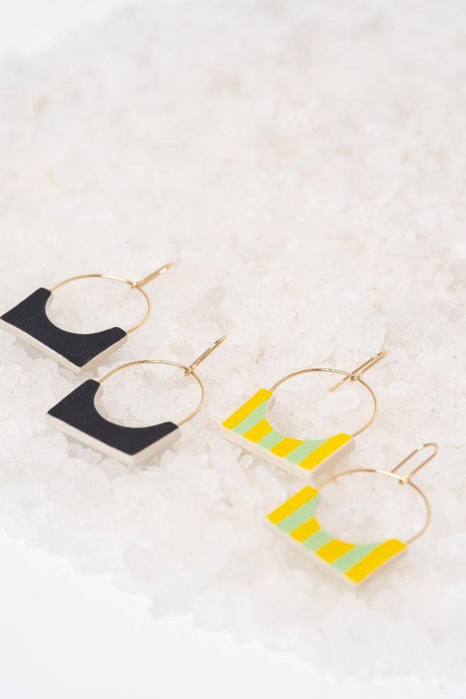 porcelain gold fill hoop earrings