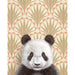 Framed art print of a panda on a patterned background.