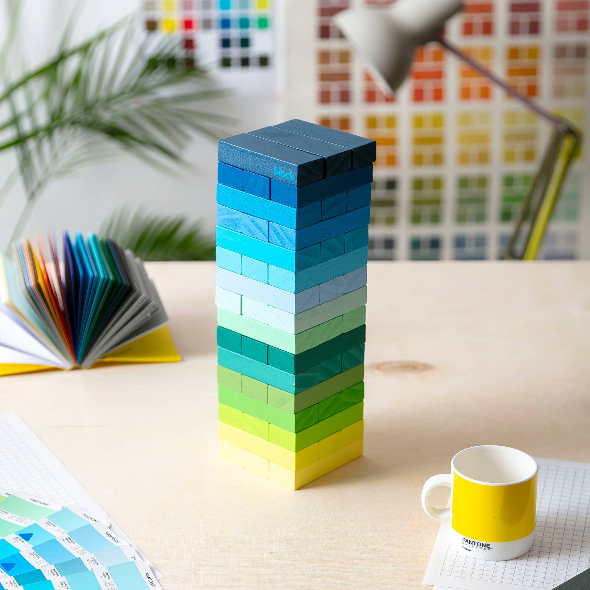 Gradient color wooden block tower