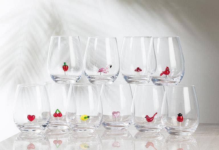Mushroom Icon Stemless Wine Glass-4.5"H (20oz)