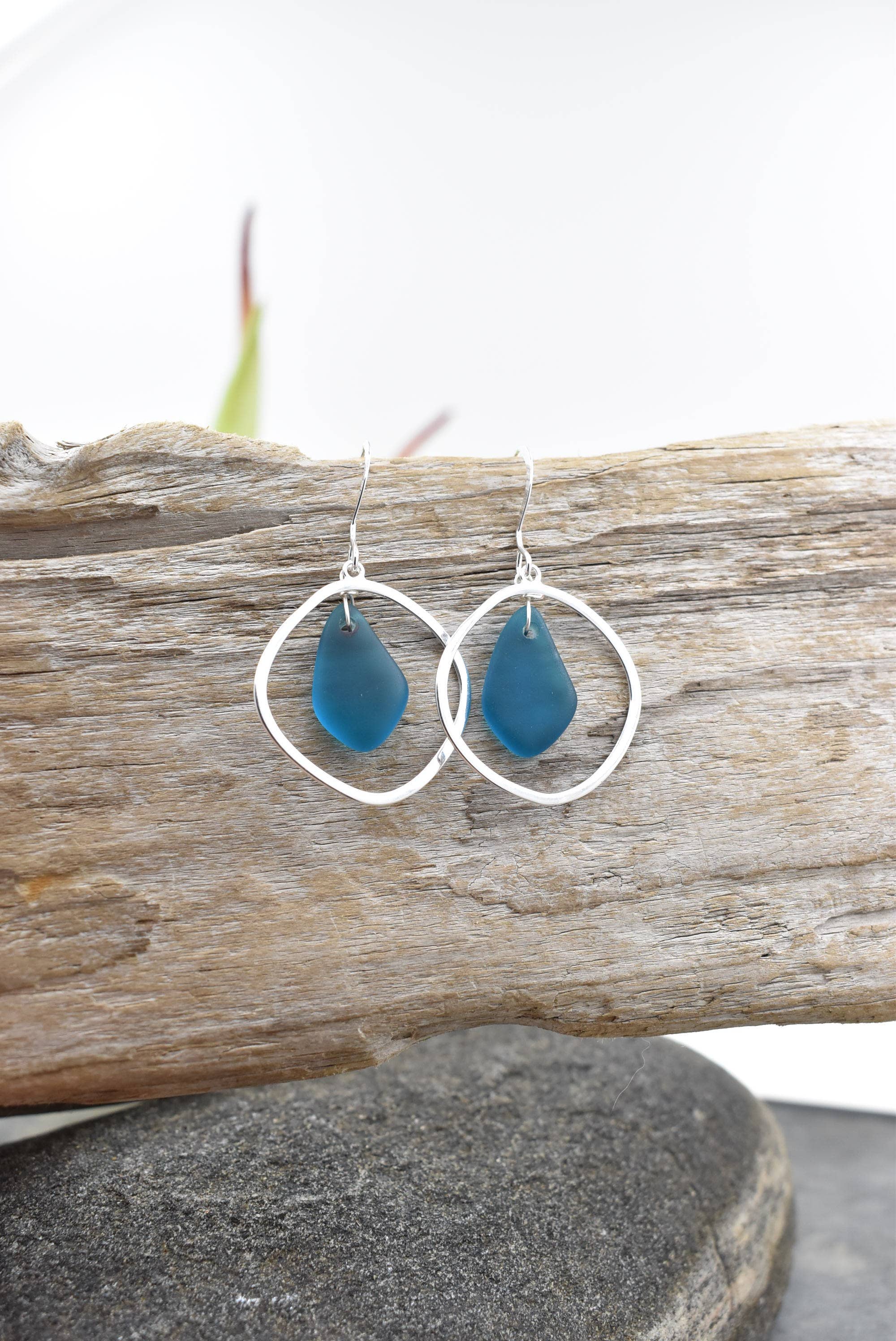 Organic Silver + Eco Glass Earrings