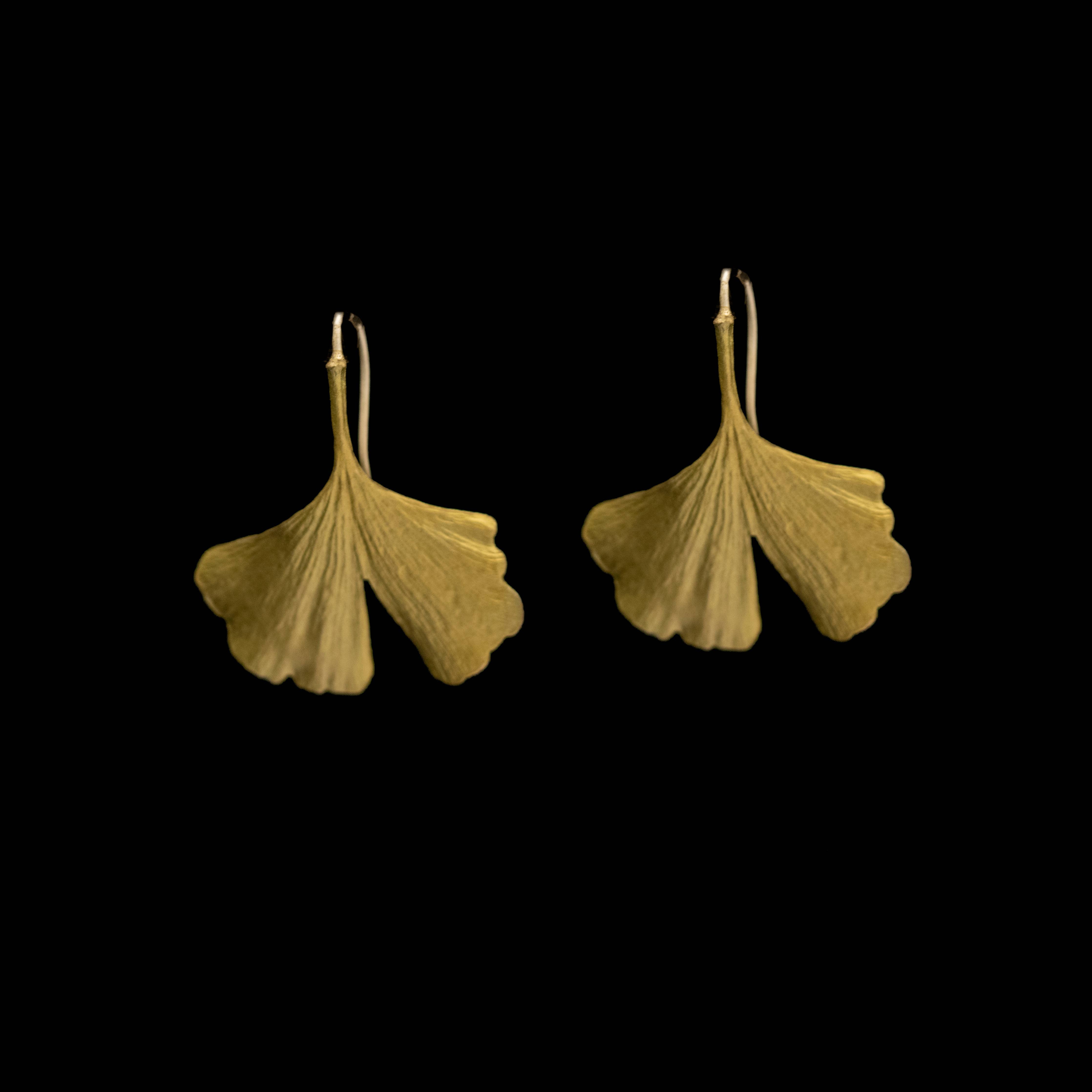 gold gingko petal drop earrings