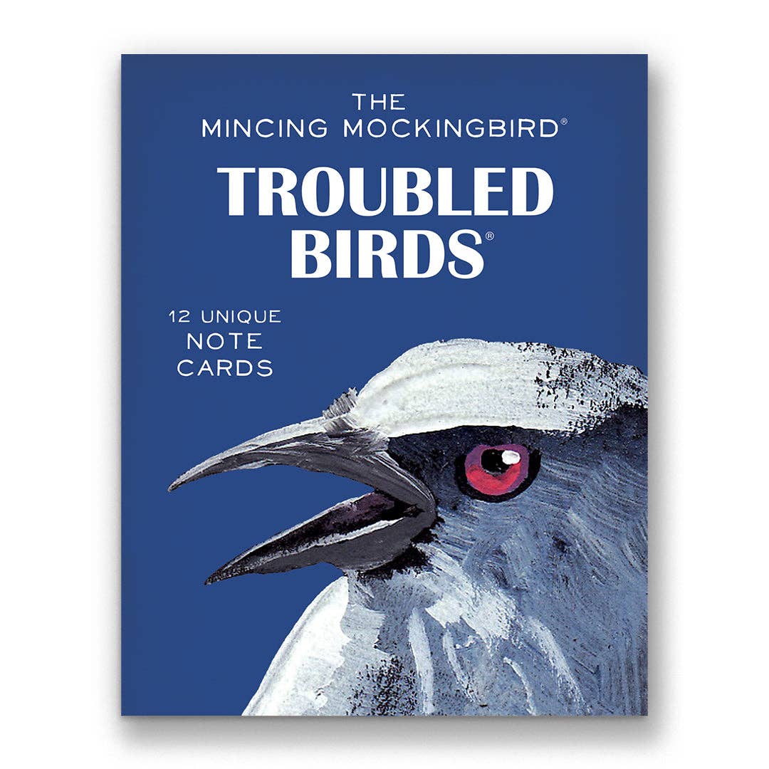 Troubled Birds #4 boxed bird greeting card set by Matt Adrian of The Mincing Mockingbird, set of 12