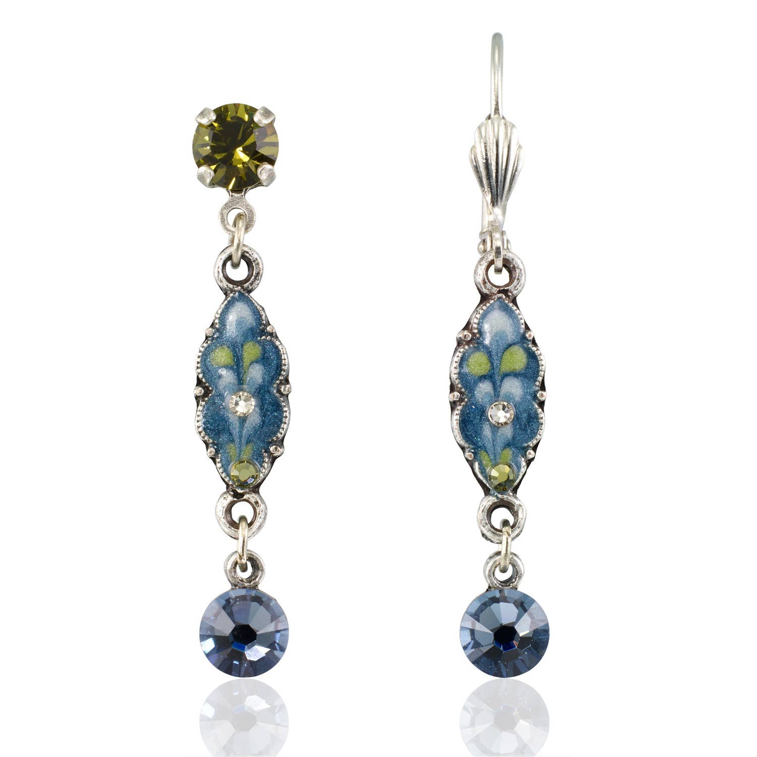 Blue Willow Garden Blossom Crystal Drop Earrings