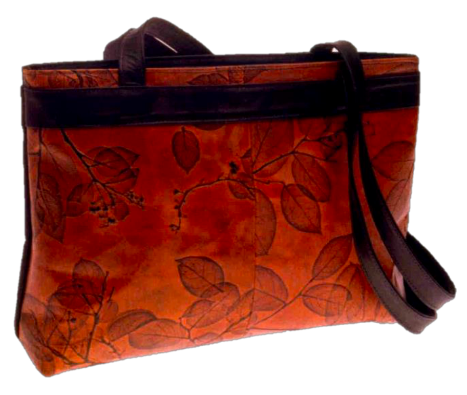 Leaf leather tote bag