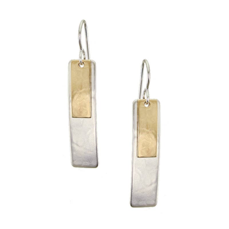 Medium Layered Rectangles Wire Earrings by Marjorie Baer, handcrafted jewelry made in California