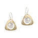 Medium Cutout Rounded Triangle with Hanging Disc Wire Earrings by Marjorie Baer, handcrafted jewelry made in California