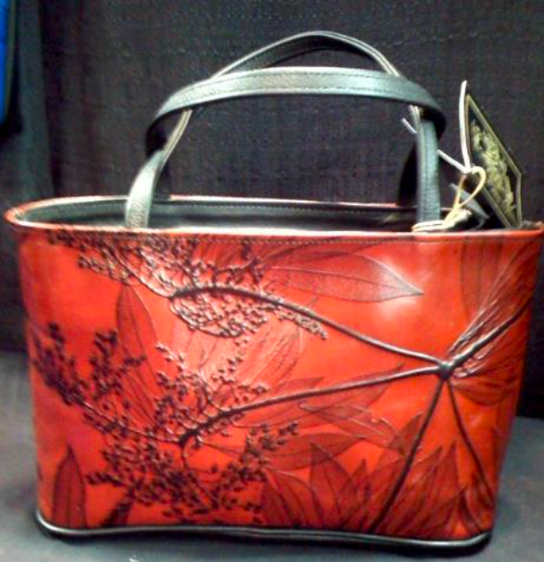 Leaf leather tote bag
