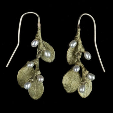 gold leaf and pear dangle earrings