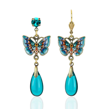 Butterfly earrings with turquoise drops 