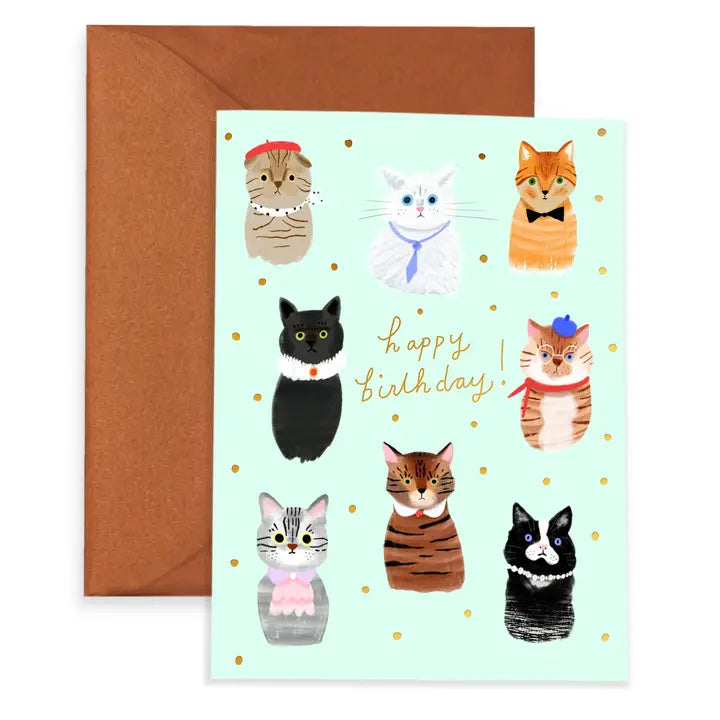 Happy birthday cat greeting card