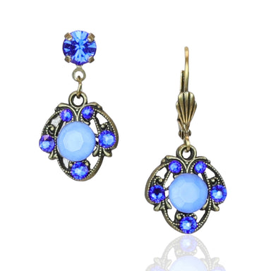 Pair of drop earrings with blue gemstones
