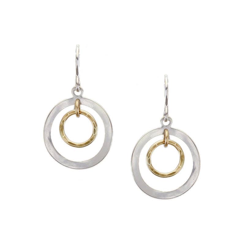Ring with Small Hammered Hoop Wire Earrings by Marjorie Baer, handcrafted jewelry made in California
